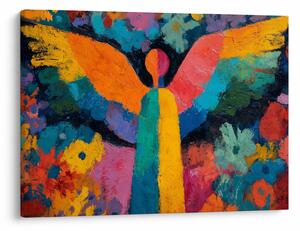 Kép - Absztrakt angyal virágokkal (70x50 cm)