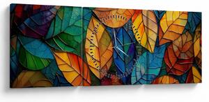 Kép - Levélmozaik (órával) (90x30 cm)