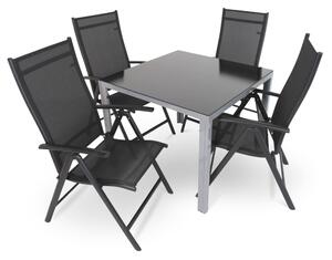 Alvero 2 kerti asztalkészlet, négyzet - 4 üléses, fekete