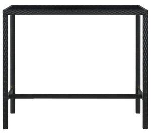 VidaXL fekete polyrattan és üveg kerti bárasztal 130 x 60 x 110 cm