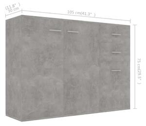 VidaXL betonszürke forgácslap tálalószekrény 105 x 30 x 75 cm