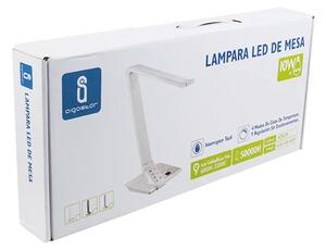 LED asztali lámpa fehér-inox 10W érintős-fényerőszabályozható