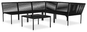 VidaXL 6 részes fekete PVC kerti ülőgarnitúra párnákkal
