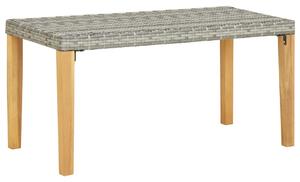 Szürke polyrattan és tömör akácfa kerti pad 120 cm