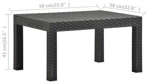 VidaXL antracitszürke PP rattan kerti asztal 58 x 58 x 41 cm