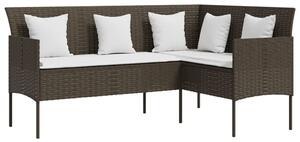 VidaXL 5 személyes barna polyrattan L-alakú kanapészett párnákkal