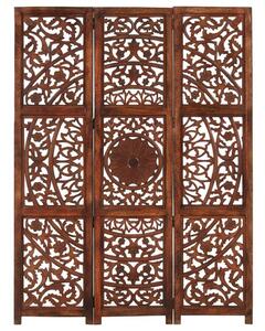 VidaXL 3 paneles barna kézzel faragott mangófa térelválasztó 120 x 165