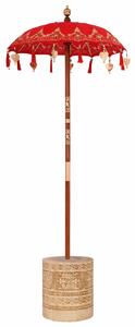 VidaXL Balinéz napernyő alappal Piros 95 x 95 x 260 cm Pamut