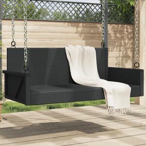 Fekete polyrattan hintapad 119 x 56 x 48 cm