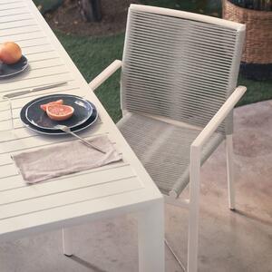 Fehér fém kerti szék Kave Home Culip zsinórral