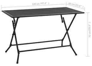 VidaXL antracitszürke acél összecsukható hálós asztal 120 x 60 x 72 cm