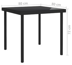 VidaXL fekete üveg és acél kültéri étkezőasztal 80 x 80 x 72 cm