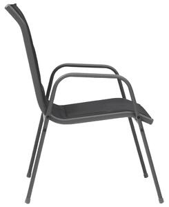 VidaXL 2 db fekete rakásolható acél és textilén kerti szék