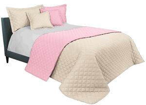 Minőségi steppelt ágytakaró bézs-rózsaszín 200 x 220 cm