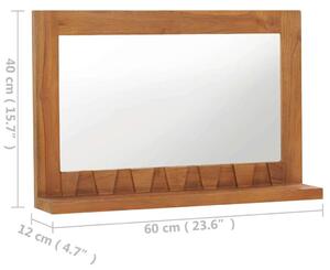 VidaXL tömör tíkfa fali tükör polccal 60 x 12 x 40 cm