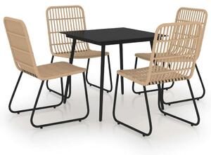 5 Részes Polyrattan Kültéri Étkezőgarnitúra - 80x80 cm Asztal