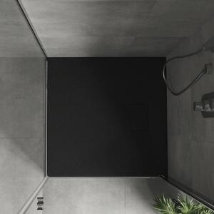 Welland kőhatású zuhanytálca szifonnal 80 x 80 cm - fekete (GT-8080SS)