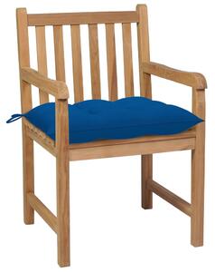 VidaXL 8 db tömör tíkfa kerti szék kék párnával