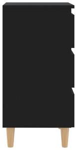 VidaXL fekete éjjeliszekrény tömör fa lábakkal 40 x 35 x 69 cm