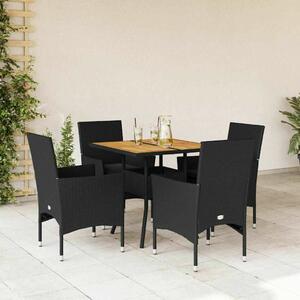 VidaXL 5 Részes Kerti Étkezőgarnitúra - Fekete Polyrattan