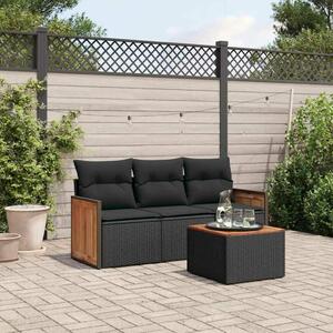 VidaXL Polyrattan Kerti Ülőgarnitúra - 4 részes - Fekete