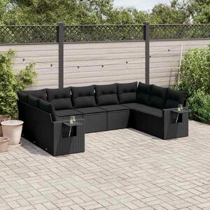 VidaXL Polyrattan Kerti Ülőgarnitúra - 9 részes - Fekete