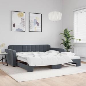 Sötétszürke kihúzható bársony heverő 100 x 200 cm
