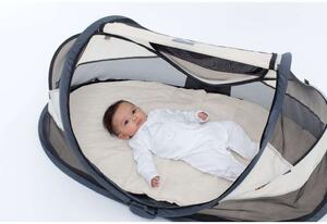 DERYAN Baby Luxe krémszínű felállítható utazóágy szúnyoghálóval