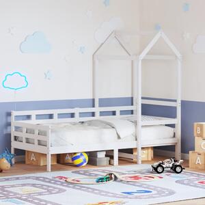 Fehér tömör fenyőfa kanapéágy tetővel 80 x 200 cm