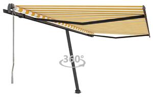 Sárga és fehér automata póznás napellenző 400 x 300 cm