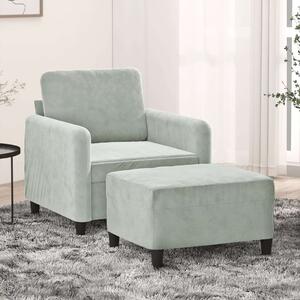 VidaXL világosszürke bársony kanapéfotel lábtartóval 60 cm