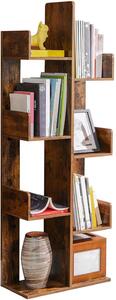 Fa alakú könyvespolc, álló polc 8 rekesszel, tárolópolc, 50 x 25