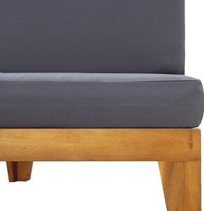 VidaXL elemes tömör akácfa középső kanapé sötétszürke párnákkal