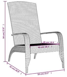 VidaXL szürke polyrattan kerti adirondack szék