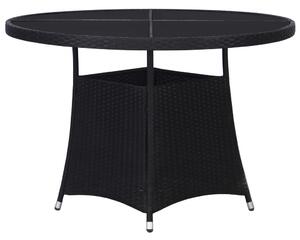 Fekete polyrattan kerti asztal Ø110x74 cm