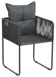 VidaXL 6 db fekete polyrattan kültéri szék párnával