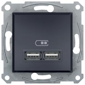 Schneider Electric Asfora süllyesztett dupla 2xUSB-A csatlakozóaljzat fedéllel, antracit