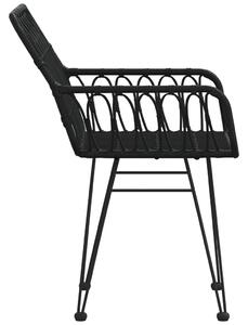 VidaXL 2 db fekete PE rattan karfás kerti szék 56 x 64 x 80 cm