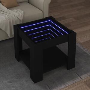 Fekete szerelt fa dohányzóasztal LED-del 53 x 53 x 45 cm