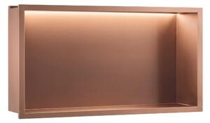 Süllyesztett fürdőszobai polc LED 30x60 brush copper