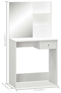 VidaXL fehér faforgácslap öltözőasztal 75 x 40 x 141 cm