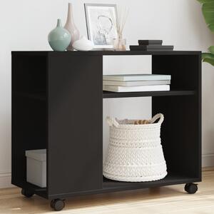 Fekete szerelt fa kisasztal kerekekkel 70 x 35 x 60 cm