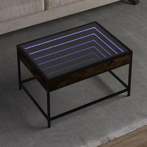 Füstös tölgy végtelen hatású LED-es dohányzóasztal 70x50x41 cm