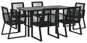 VidaXL 7 részes fekete PVC rattan kerti étkezőgarnitúra