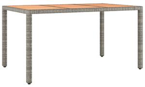 VidaXL szürke polyrattan és tömör akácfa kerti asztal fa asztallappal