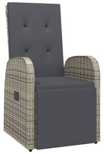 VidaXL szürke dönthető háttámlás polyrattan kerti szék párnával