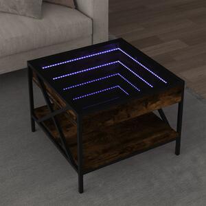 Füstös tölgy végtelen hatású LED-es dohányzóasztal 50x50x38 cm