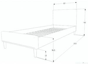 Egyszemélyes ágy, szürke/tölgy, ACOMA 90x200
