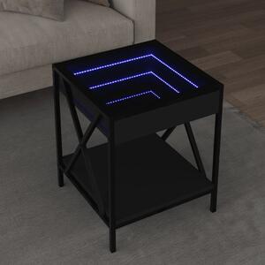 Fekete végtelen hatású LED-es dohányzóasztal 40 x 40 x 49 cm