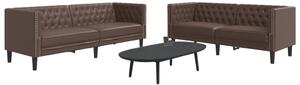 2 részes barna műbőr Chesterfield kanapégarnitúra
